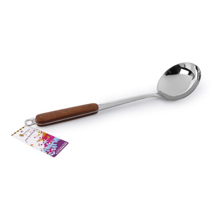 Generic Stainless Steel Ladle Soup Spoon - Wooden Handle