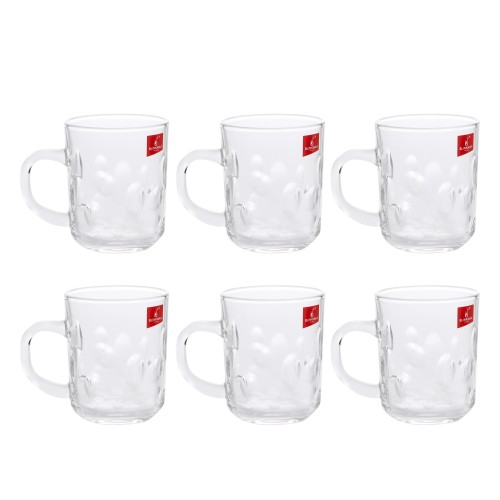 BLINKMAX 6pc Tea Cup Glass Tumbler Set Transparent Drinkware 230ml