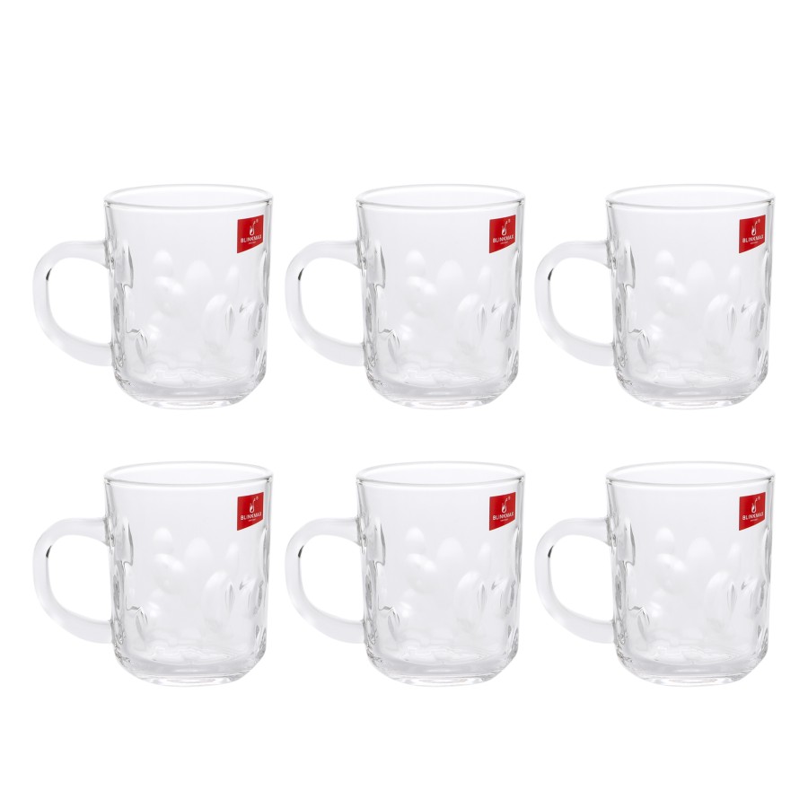 BLINKMAX 6pc Tea Cup Glass Tumbler Set Transparent Drinkware 230ml