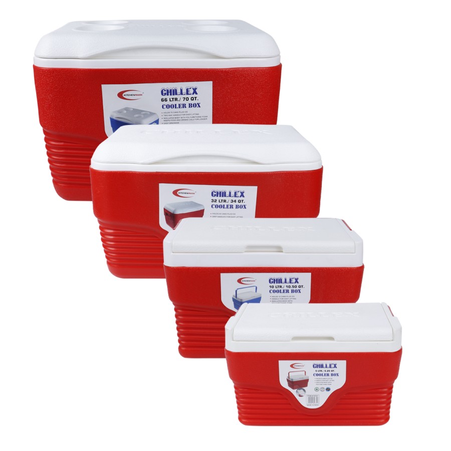 KITCHENMARK Ice Box Cooler 4pcs 5+10+32+66L - Red