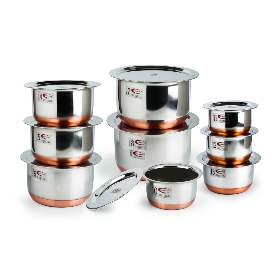 KITCHENMARK 9pc Steel Cooking Pot Set with Lid (Topes) 5.5