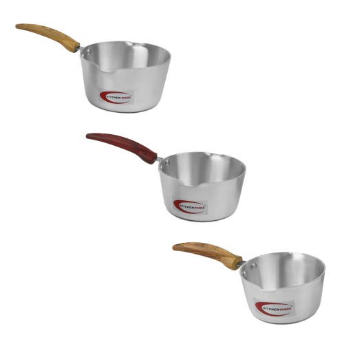 KITCHENMARK 3pc Aluminium Sauce Pan with Wooden Handle -5