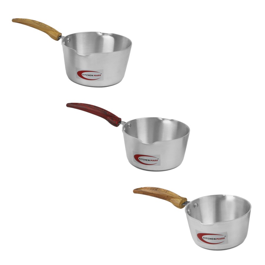 KITCHENMARK 3pc Aluminium Sauce Pan with Wooden Handle -5