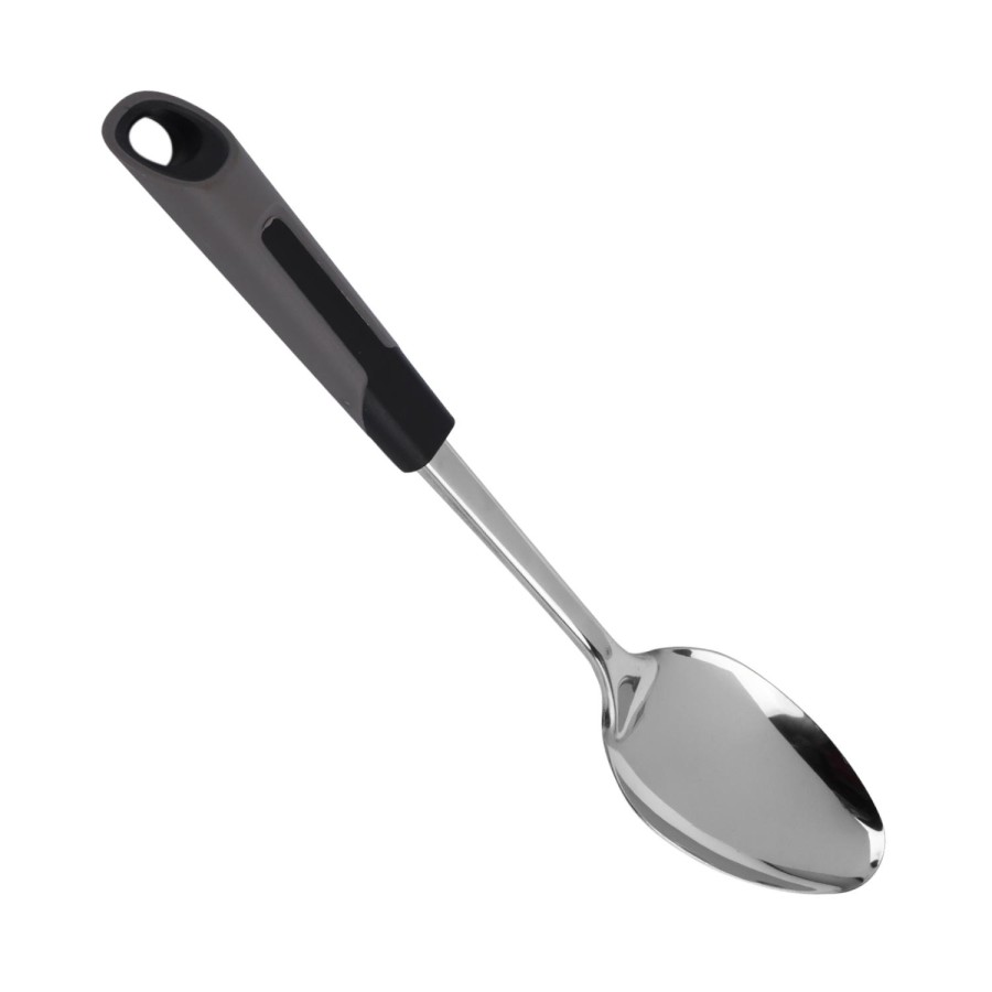 Generic Stainless Steel Basting Salan Spoon - Plastic Silicon Handle Black