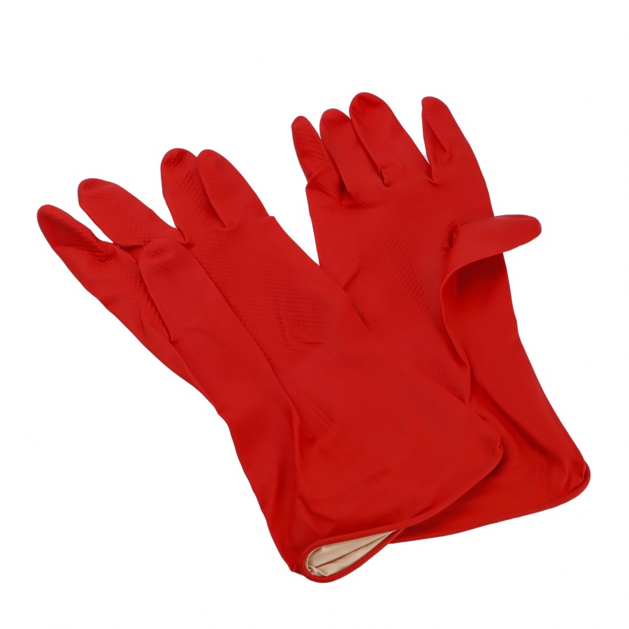 Generic Rubber Latex Household Gloves Pair 30cm - Red