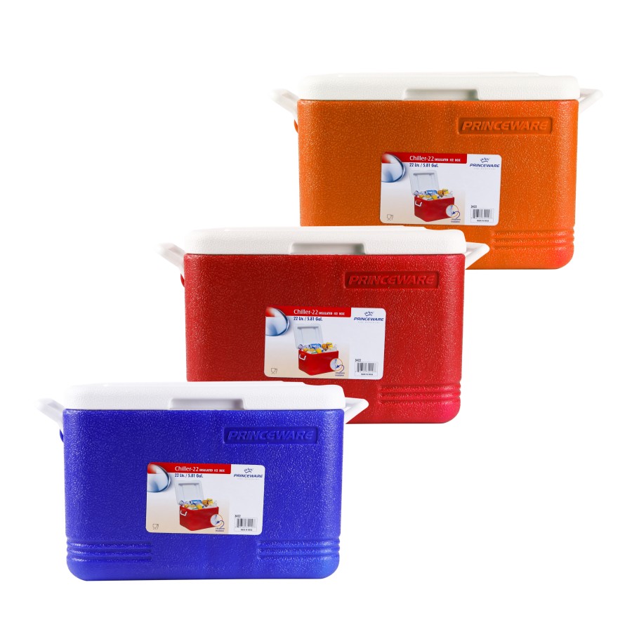 PRINCEWARE Chiller Insulated Ice Box 22ltr - 3 Color Pack