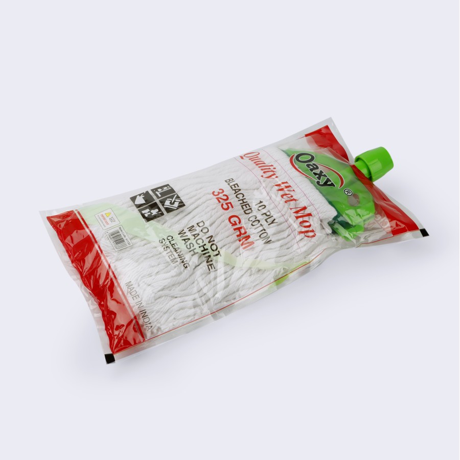 Oaxy 10 Ply Bleached Cotton Wet Mop 325g - Green