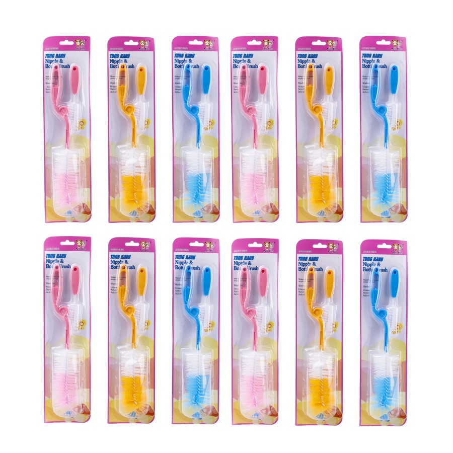 Generic Nipple & Bottle Brush  12 pc - 3 Color Pack