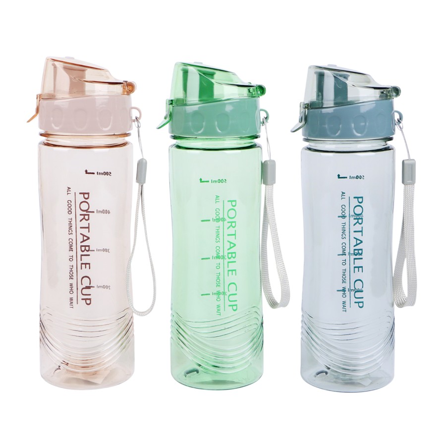 Generic Plastic Water Bottle 600ml - 3 Color Pack