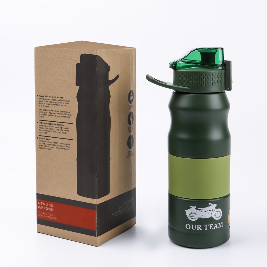 Generic Vacuum Thermos Stainless Steel Bottle 500 mL - Green