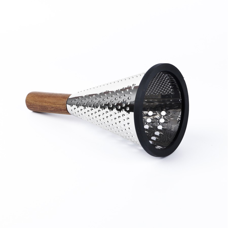 Generic Stainless Steel 3-way Grater with Wooden Handle 24cm