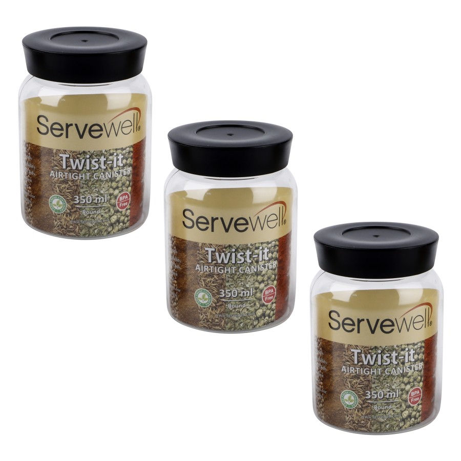 Servewell 3pc Plastic Round Transparent Container Set - 350ml