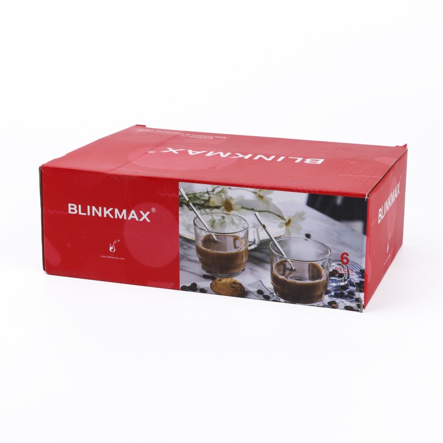 BLINKMAX 6pc Tea Cup Glass Tumbler Set Transparent Drinkware 210ml