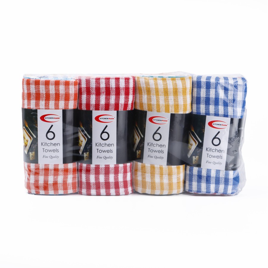 KITCHENMARK Cotton Kitchen Towels 6pc Pack x 4 Set 