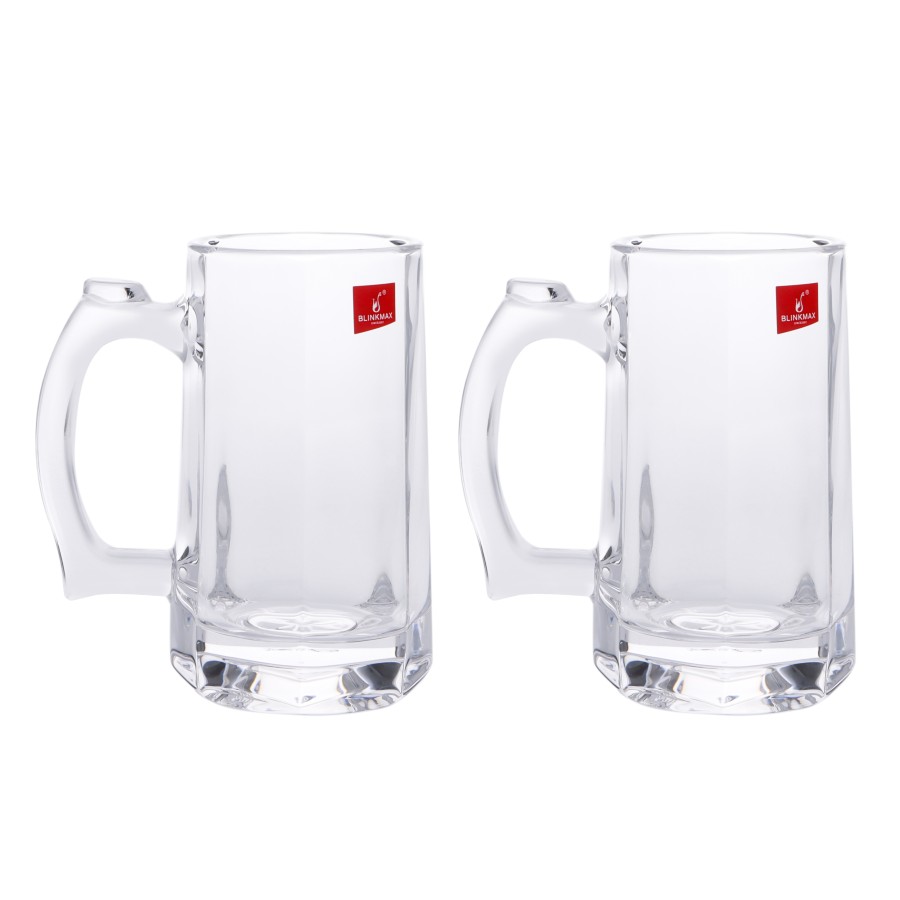 BLINKMAX 2pc Juice Glass Mug Tumbler Set Transparent Drinkware 385ml