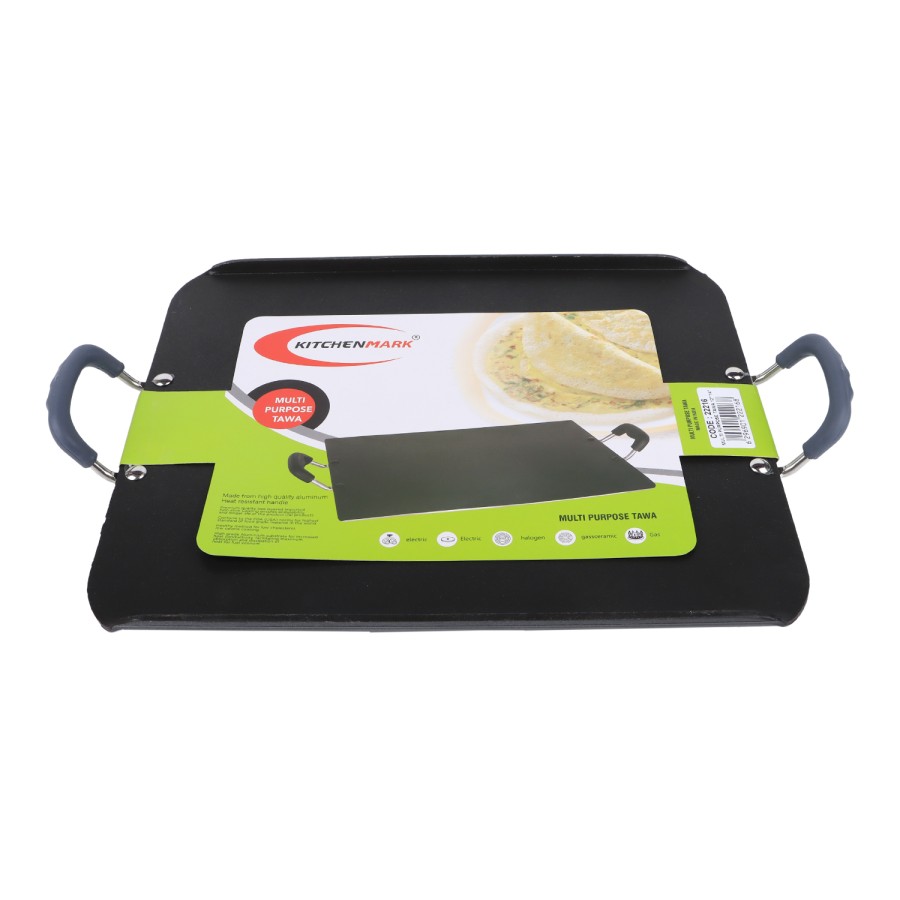 KITCHENMARK Multipurpose Nonstick Rectangular Tawa 30x36cm - Black