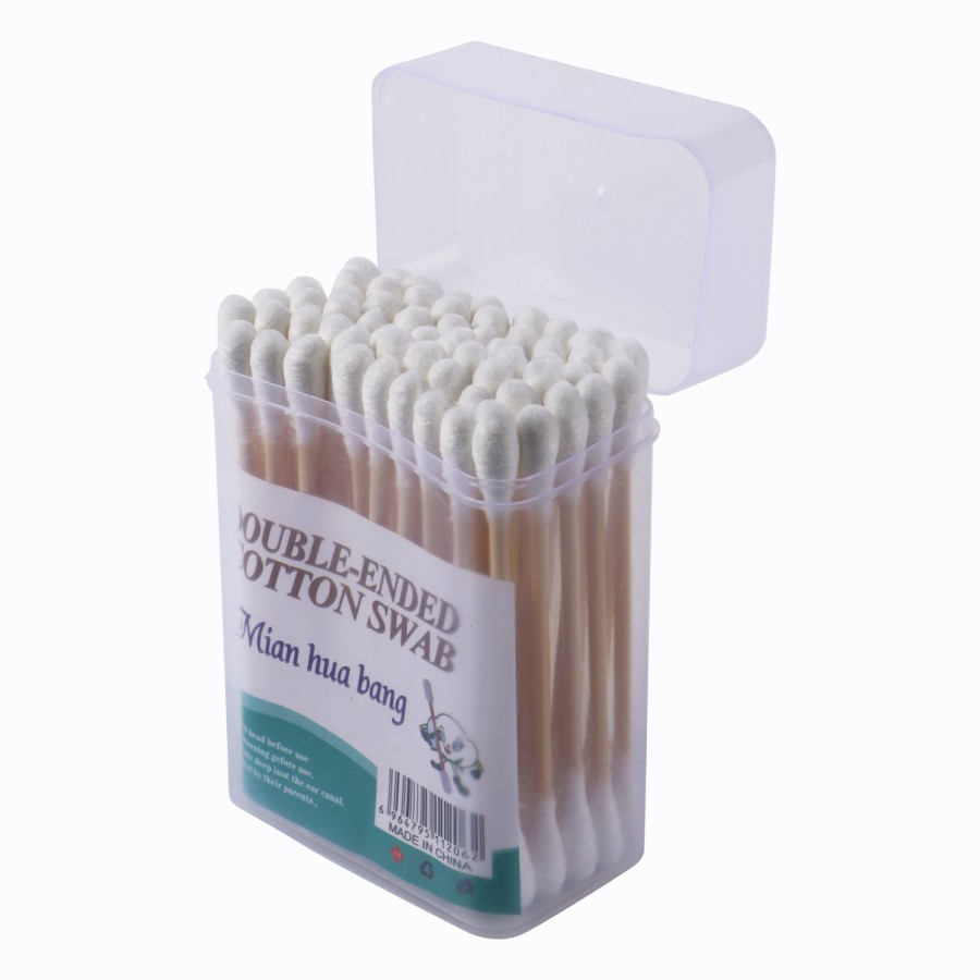 Generic 6pc of 60 Double Ended Cotton Buds Rectangular Shaped Pack - White