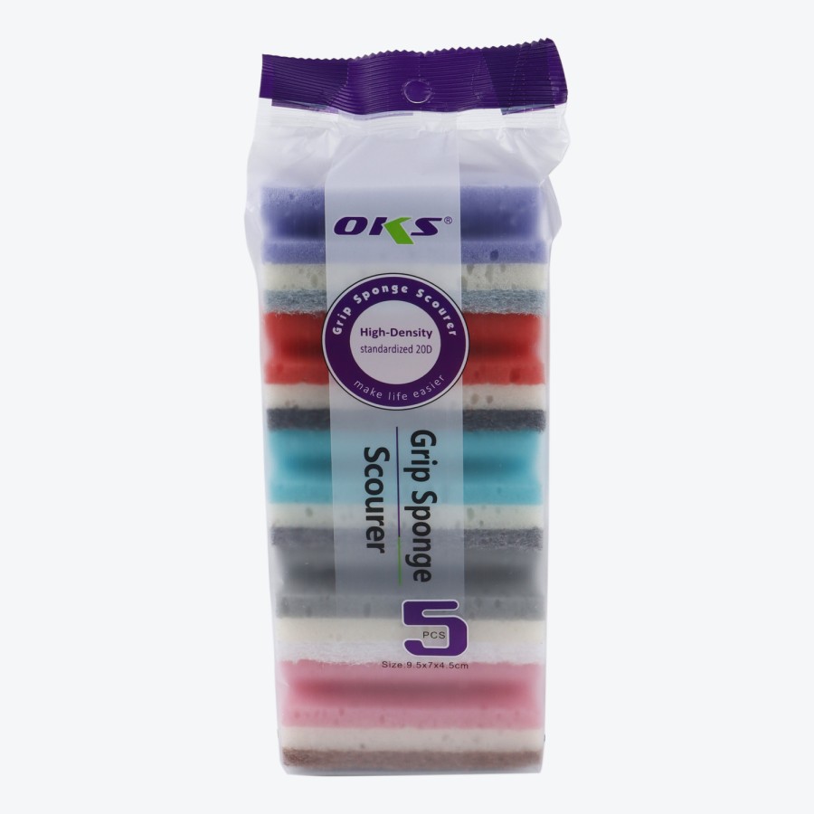 Generic 5pc Grip Sponge Scouring Pad 9.5cm - Multicolor