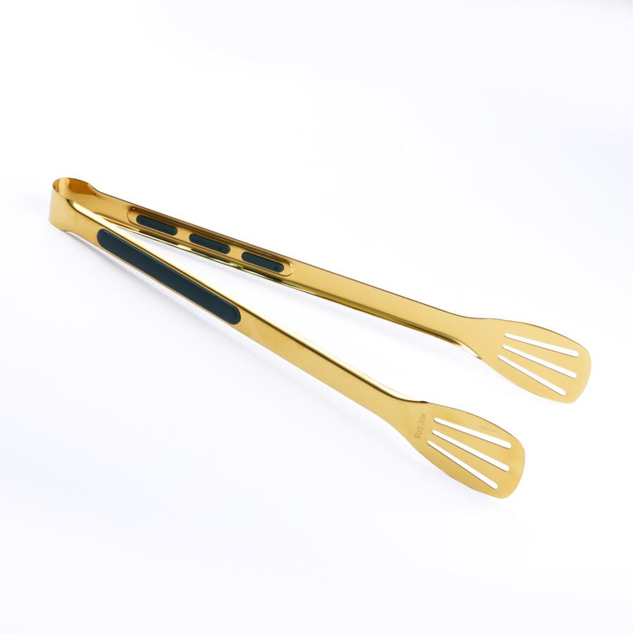 Generic Golden Stainless Steel Tong Food Clip - 33cm