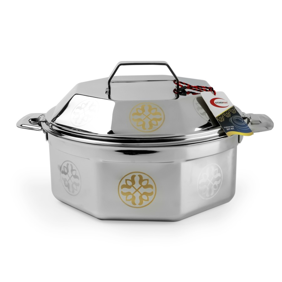 KITCHENMARK Maysa Gold & Silver Stainless Steel Hot Pot - 5000ml