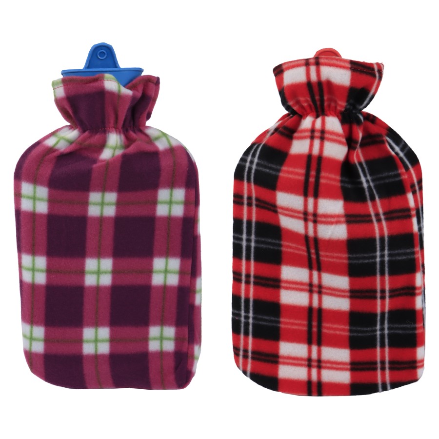 Generic Rubber Hot Water Bag 2 Litres with Fabric Cover- 2 Color Pack