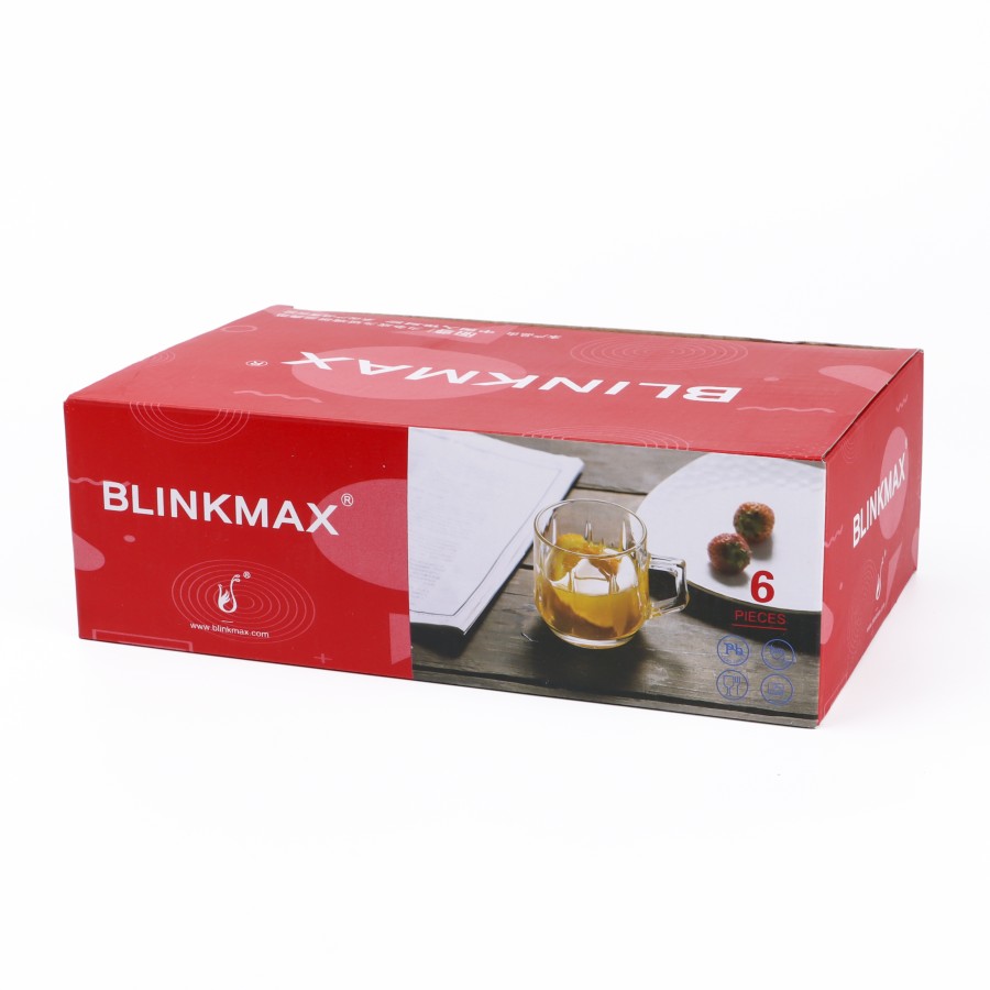 BLINKMAX 6pc Tea Cup Glass Tumbler Set Transparent Drinkware 210ml