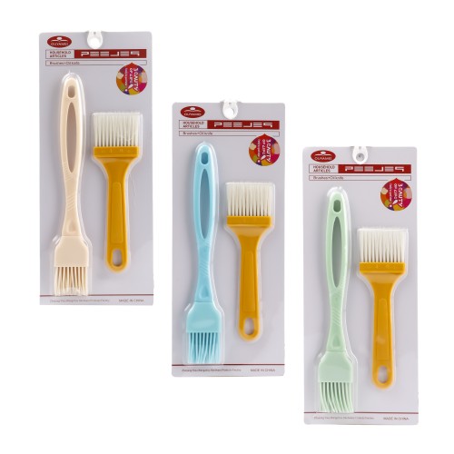 KITCHENMARK Silicone Brush & Oil Marinating Brush 2pc Combo Pack - 3 Color Pack