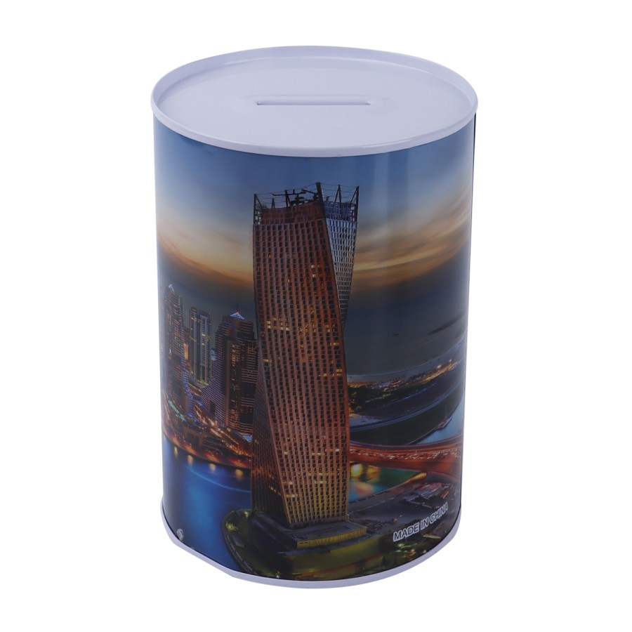 Generic Metallic Dubai Themed Coin Box Size XXXL 22cm - 3 Color Pack