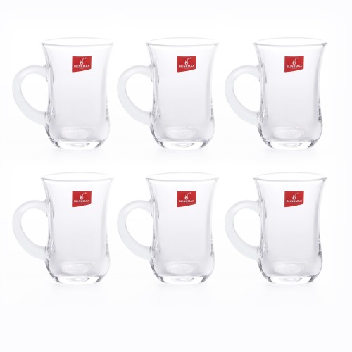 BLINKMAX 6pc Coffee Cup Glass Tumbler Set Transparent Drinkware 135ml