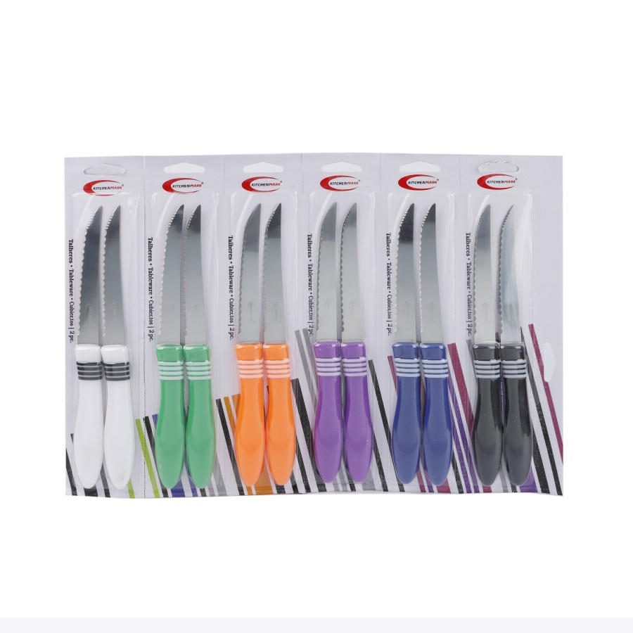 KITCHENMARK Stainless Steel Kitchen Knife 12pcs 6 Color Pack