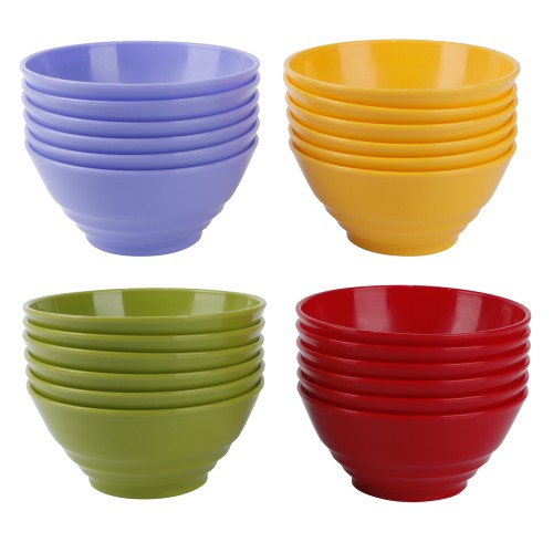 Generic Round Plastic Bowl 520ml 6pc Set - 4 Color Pack