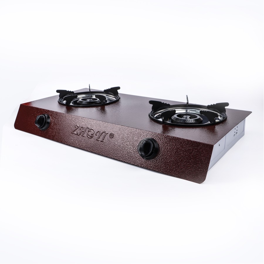 ZHOYI Stainless Steel Double Burner Tabletop Gas Stove - Red