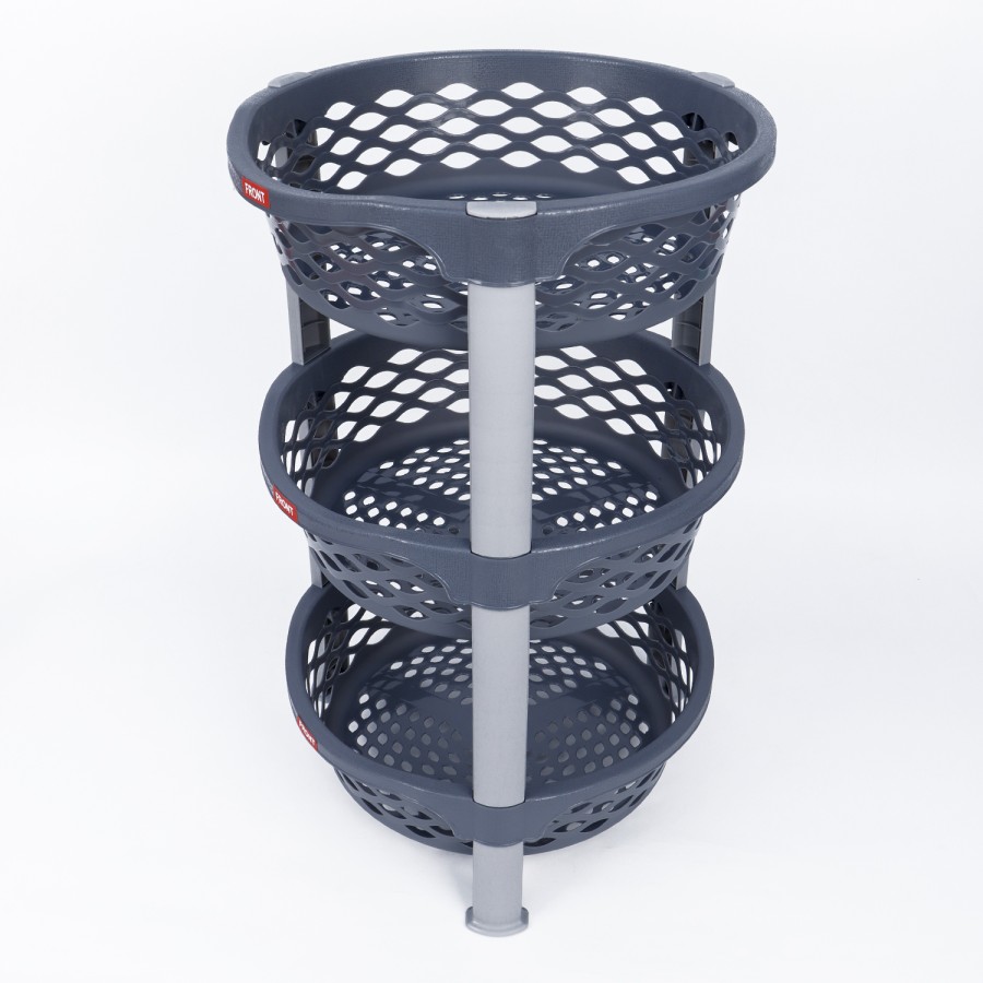 NAKODA Ultima Plastic Round Rack 3 Tier Big - 60x35cm Grey