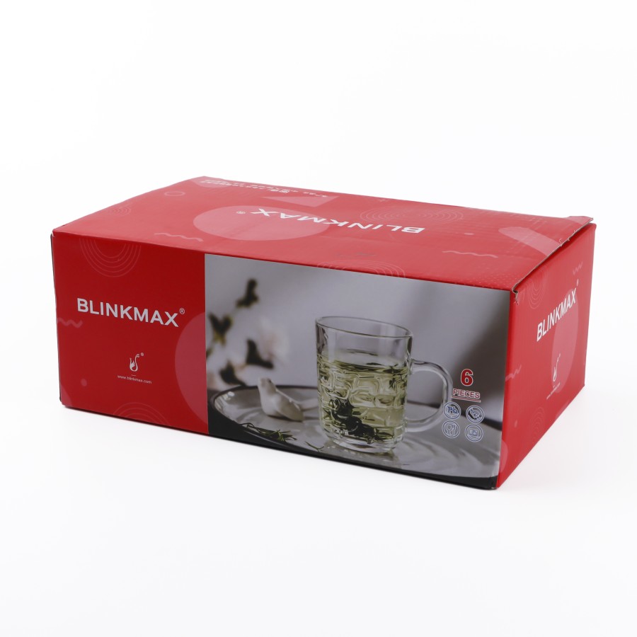 BLINKMAX 6pc Tea Glass Tumbler Set Transparent Drinkware 230ml