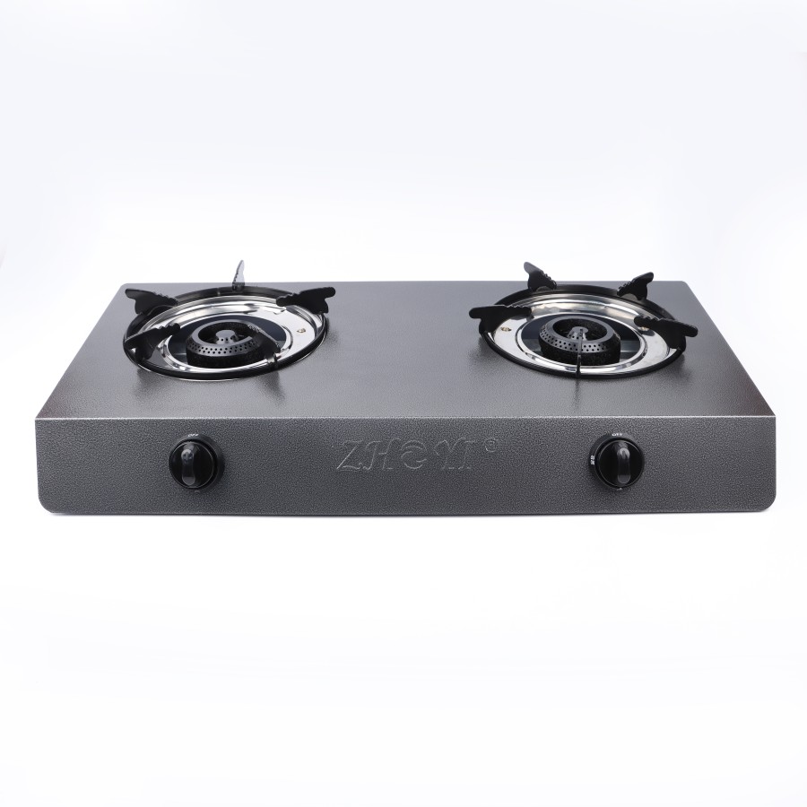 ZHOYI Stainless Steel Double Burner Tabletop Gas Stove - Grey