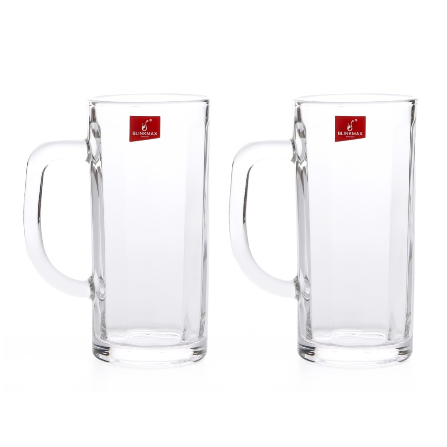 BLINKMAX 2pc Water Glass Mug Tumbler Set Transparent Drinkware 360ml