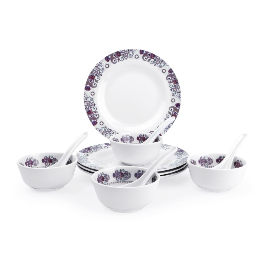 KITCHENMARK 16 pieces Melamine Dinner Set -  Pink Paisley