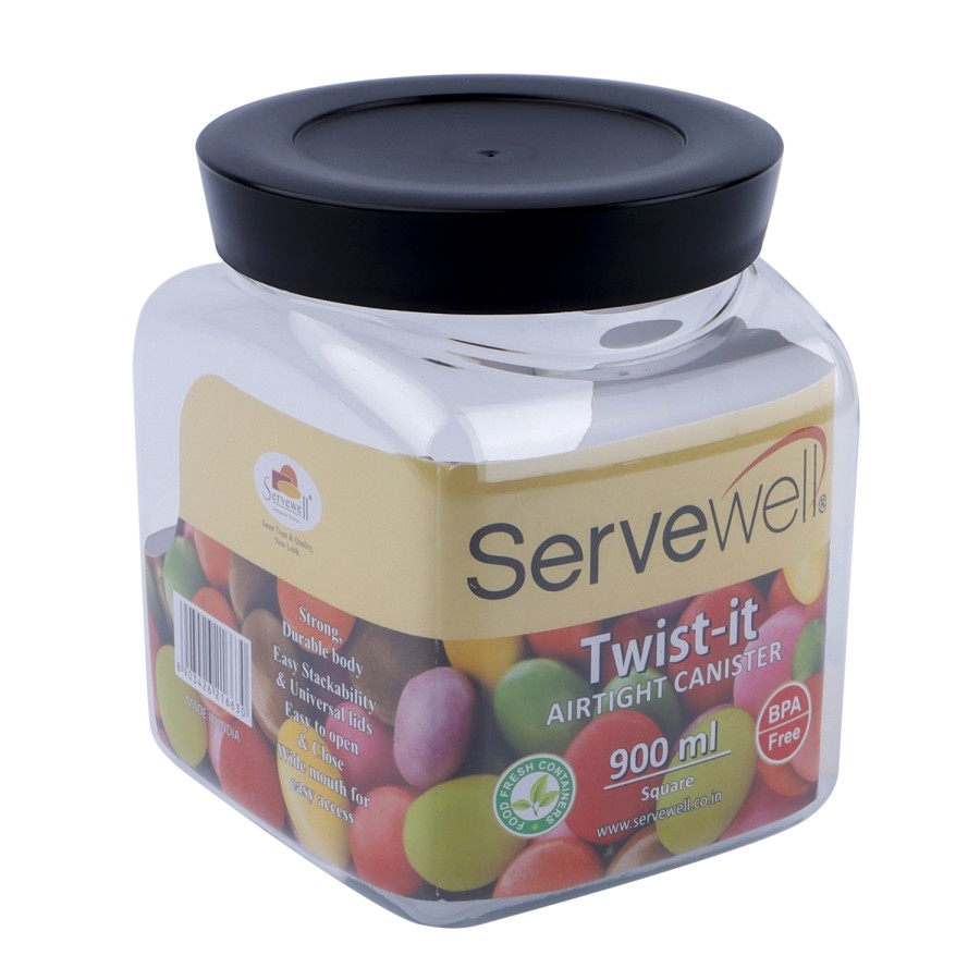 Servewell 3pc Plastic Square Transparent Container Set - 900ml