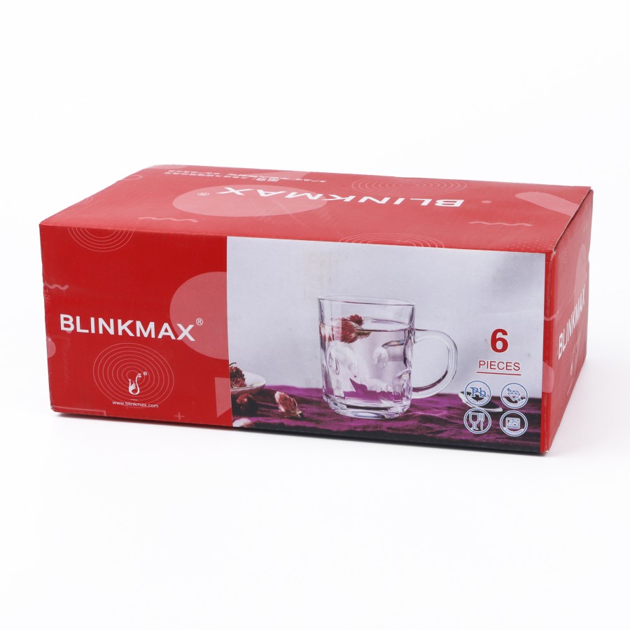 BLINKMAX 6pc Tea Cup Glass Tumbler Set Transparent Drinkware 230ml