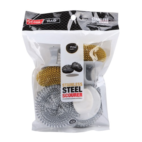 Generic 4pc Stainless Steel Wool Scourer Set - Multicolor