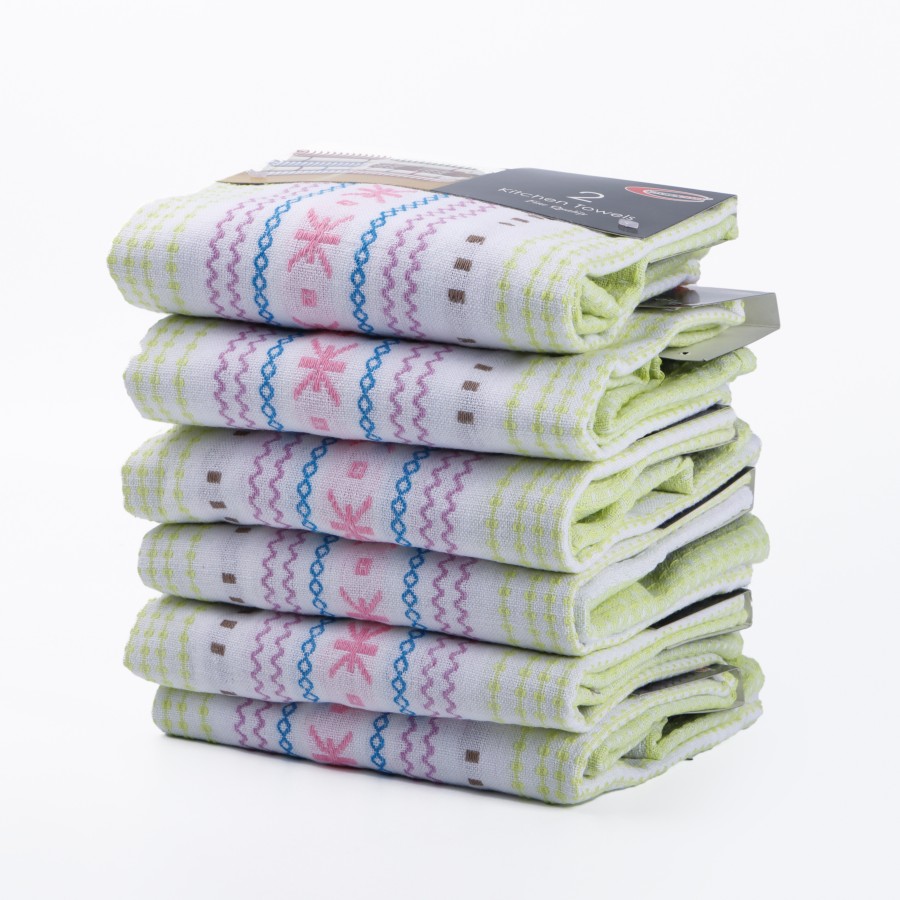 KITCHENMARK Cotton Kitchen Towels 2pc Pack x 6 Set 