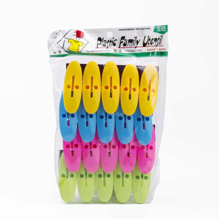 Generic 20pc Plastic Cloth Pegs Clips - 4 Color Pack