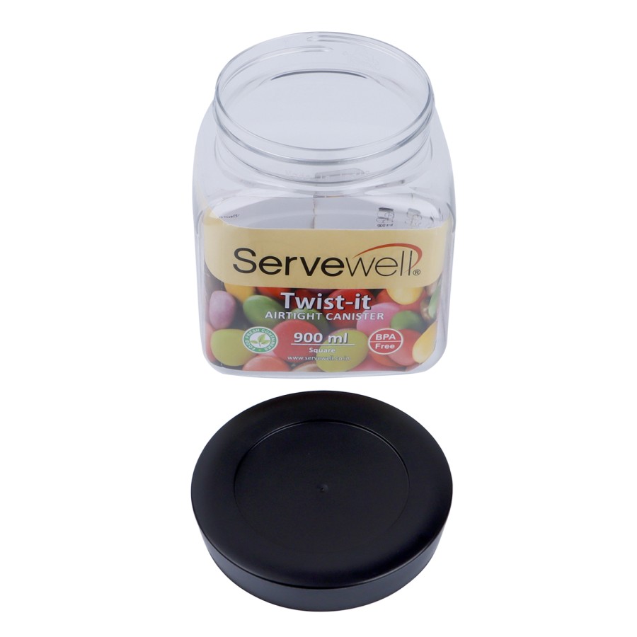 Servewell 3pc Plastic Square Transparent Container Set - 900ml