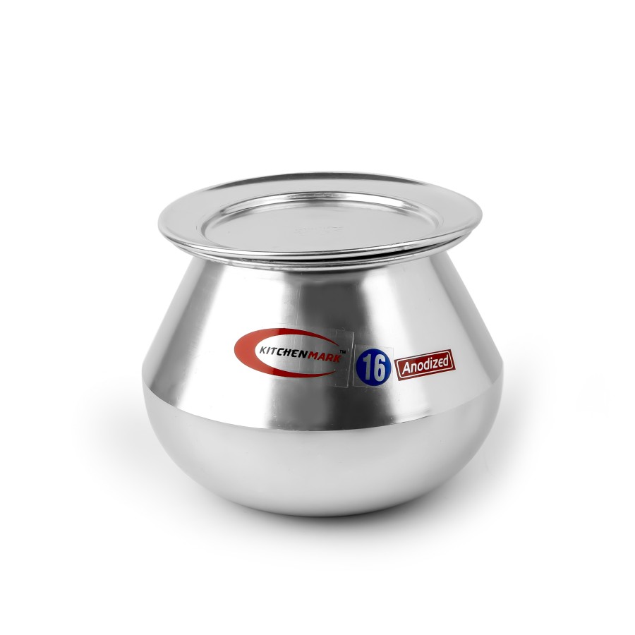 KITCHENMARK Anodized Aluminium Stockpot Biryani Pot with Lid - 16