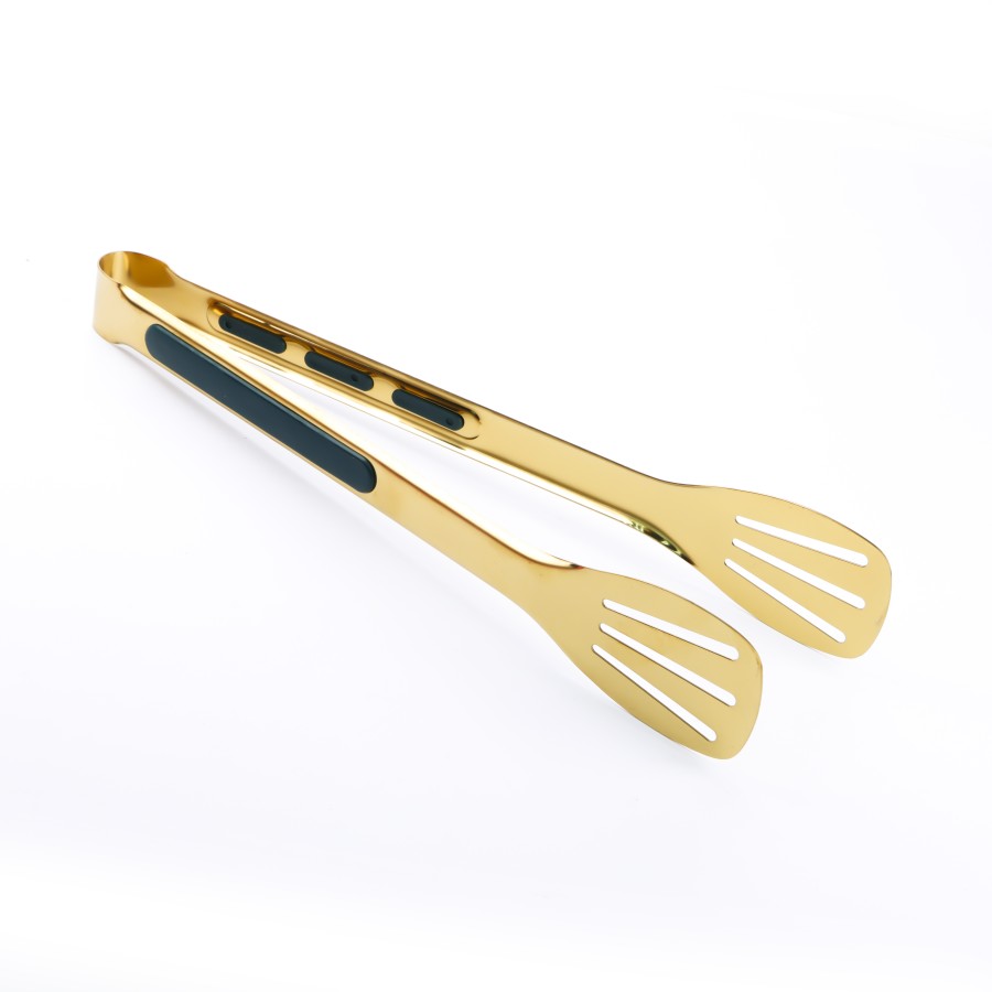 Generic Golden Stainless Steel Tong Food Clip - 28cm