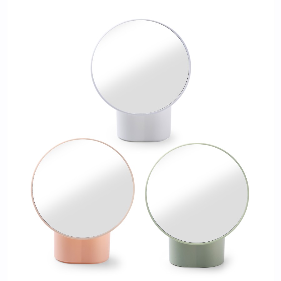 Generic Tabletop Desk Makeup Round Mirror 17cm - 3 Color Pack