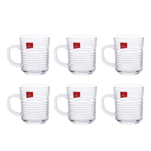 BLINKMAX 6pc Tea Cup Glass Tumbler Set Transparent Drinkware 230ml