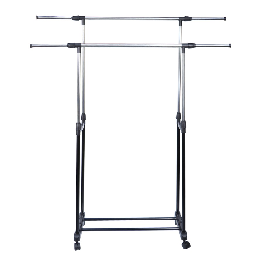 Generic Double Pole Telescopic Cloth Stand 160x130cm - Black