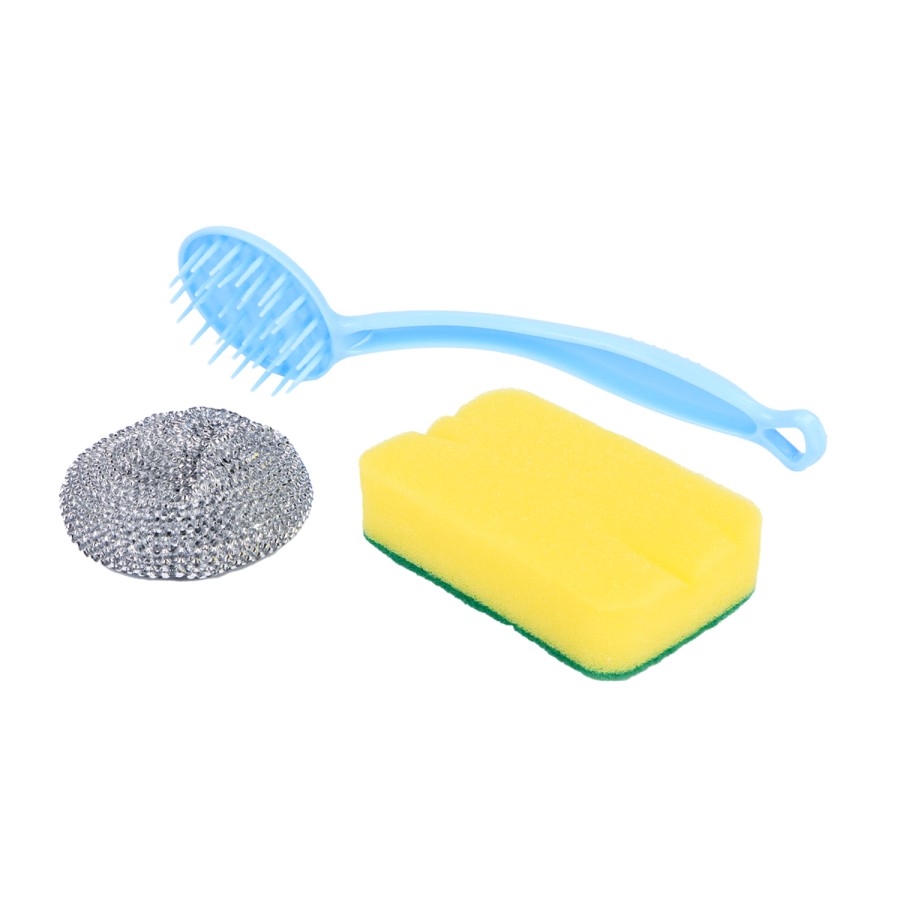 Generic 2pc Steel Wool Scourer & Sponge Set - Multicolor