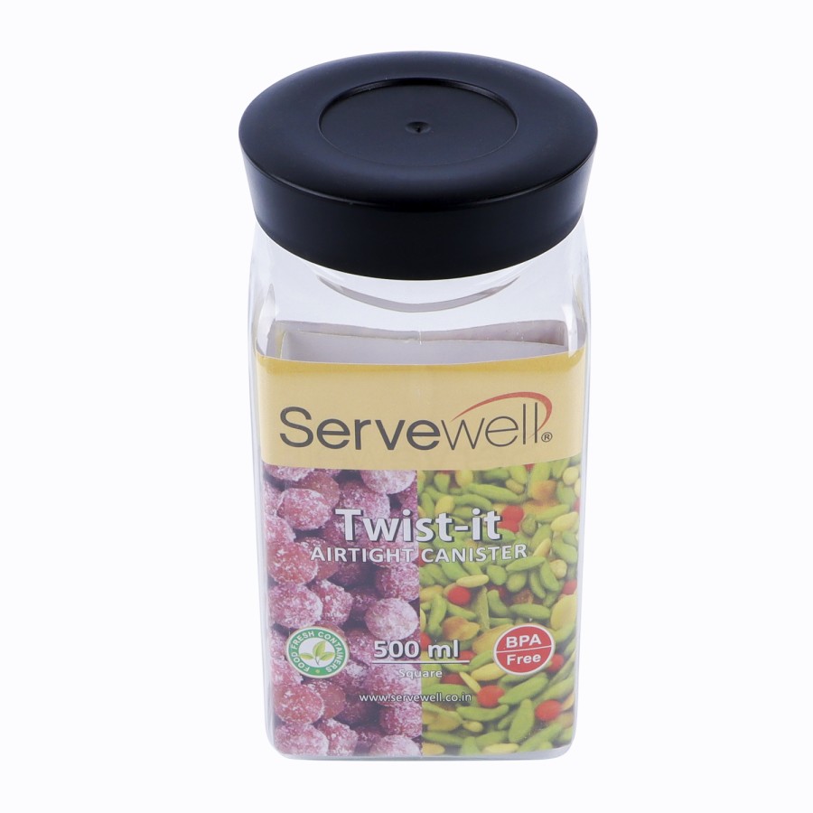 Servewell 3pc Plastic Square Transparent Container Set - 500ml